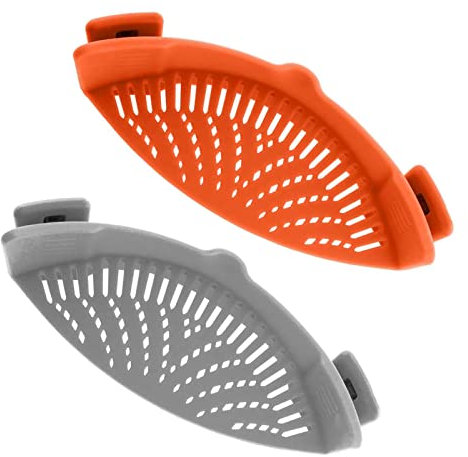 Lot de 2 passoires en silicone à clipser – S'adapte à toutes les casseroles et bols