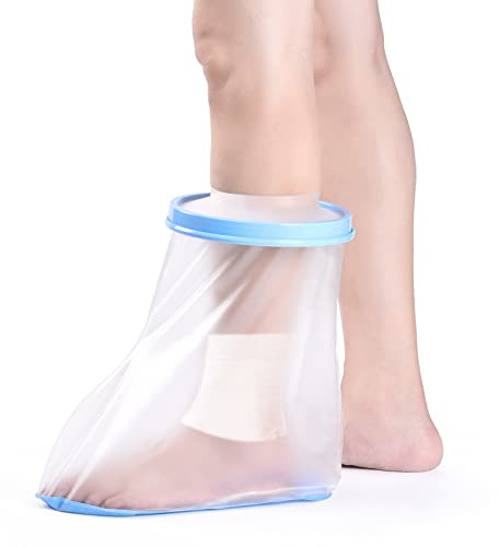 Fasola Protection Pied Douche Antidérapant, Protege Platre Adulte Pour Orteil, Cheville, Sac Etanche Platre Gardez les Plaies et le Bandage au sec Pendant le Bain， S