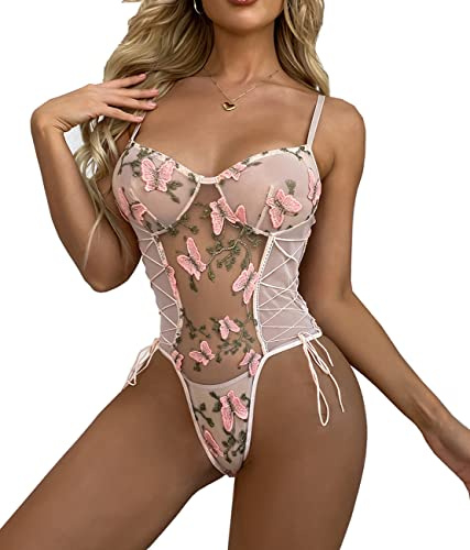 marysgift Plus Size Bodysuit Tops for Women Lace Babydoll Underwear Lingerie Set UK 6-14