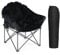LET'S CAMP Portable Camping Chair, Oversize Plush Moon Round Saucer Chair Outdoor Folding Chair with Cup Holder and Carry Bag, Black