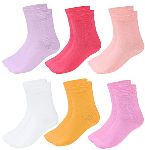 TupTam Calze con Fantasia Colorate per Bambini, 6 Paia, Rosa/albicocca/giallo/viola/bianco/corallo, 31-34