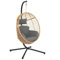 IDMarket - Hängesessel in Ei-Form, perforiert, Rattan-Effekt, mit Kissen, Grau