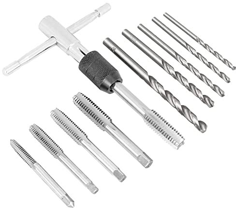 SeonFook Kit de clé à tarauds avec poignée en T et 5 forets hélicoïdaux M3 M4 M5 M6 M8