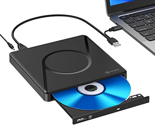 PHIXERO Externer 3D-Blu-ray-DVD-Brenner, tragbares Blu-ray-Laufwerk USB 3.0 mit 100 GB Disc-Brennfunktion und USB-Kabel für Mac OS, Windows XP/7/8/10, Linux, Vista, Laptop-PC
