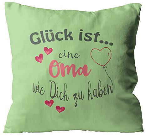 WarmherzIch Kissen Glück ist eine Oma wie Dich zu haben - Kissenbezug mit Füllung, 45cm - Kissenhülle aus Baumwolle - Geschenk Großmutter Muttertag