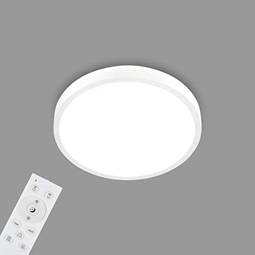 BRILONER - LED Deckenlampe mit Fernbedienung, buntes RGB+W Licht, Dimmbar, LED Lampe, Deckenleuchte, Wohnzimmerlampe, Schlafzimmerlampe, Küchenlampe, Deckenbeleuchtung, Flurlampe, 38x5 cm, Weiß