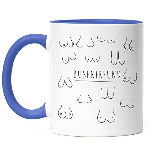 Hey!Print Busenfreund Tasse Blau Brüste Titten Frau Oberkörper Oberweite Brust Freunde Beste Freunde Freundschaft Liebe