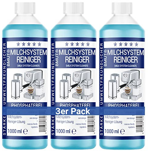 3 x 1000 ml Milk System Cleaner Concentrate for Fully Automatic Coffee Machine, Milk Frother, Milk Foam Cleaner, Universal for All Manufacturers