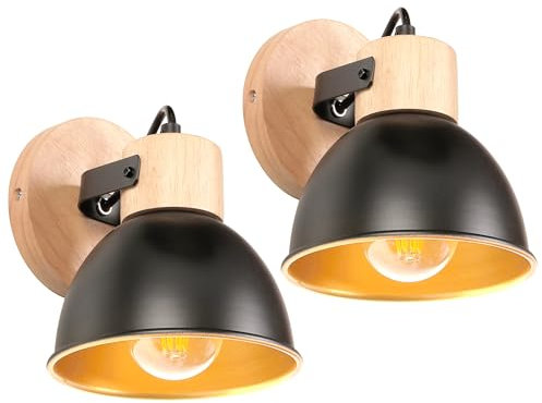 iDEGU 2 Stück Wandleuchten für den Innenbereich, 15 cm, Retro-Spot, LED, Wandleuchte, Innenbeleuchtung, Eisen, Vintage, verstellbare Leuchte, Deckenleuchte, E27, Wandbeleuchtung für Schlafzimmer