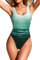 SHEKINI Costume da Bagno Intero da Donna Schienale a U Costume Donna Intero Sexy Costume Intero Donna Piscina(S, Verde J)