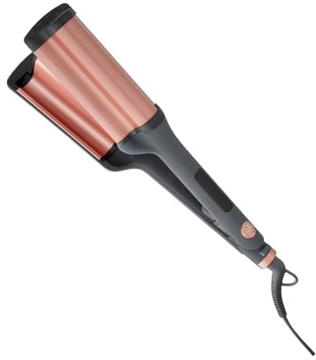 Hairitage 3 Barrel Curling Iron for Beach Waves and Curls - Ceramic Tourmaline Crimping Iron - Hair Waver for Mermaid Waves - Pink Barrel Curling Iron - Reduce Frizz + Increase Shine - All Hair Types