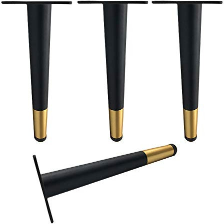 Lot de 4 pieds de meubles en fer forgé noir pour table basse/TV, avec vis (A2 120 mm)