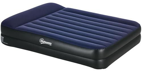 Outsunny King Inflatable Mattress with Electric Pump and Integrated Pillow
