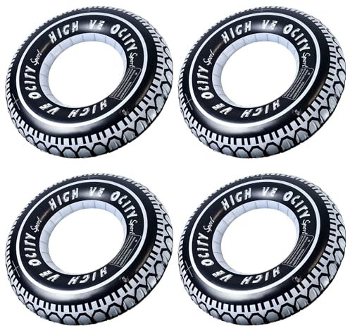 Aruatu Paquete de 4 anillos inflables de goma para flotadores de piscina para adultos, tubos gigantes de neumáticos de 29.5 pulgadas para piscina, actividades acuáticas, decoración de fiesta