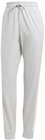 adidas Donna Essentials 3-Stripes Jogger Pants, Light Grey Heather/White, L