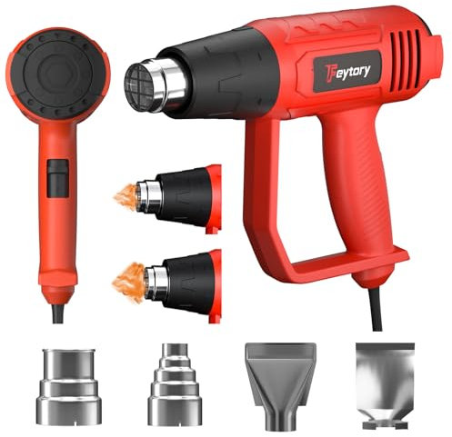 Hot Air Heat Gun 2000W - Portable Hot Heat Gun for DIY Crafting, Paint Stripper, Varnish Stripping, Shrinking PVC, Wrapping, Embossing, Thawing, Bending - 2 Temperature Settings Max 600°C, 4 Nozzles
