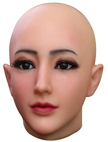 LCUPPON silicone femme masque de tête avec visage Halloween masque maquillage convient également pour drag cosplay (Tan)