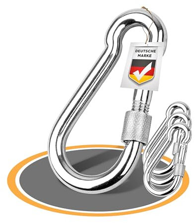 Maritimer Edelstahl A4 Karabiner - Robust und Korrosionsbeständig, Karabiner mit Federhaken Schlüsselanhänger,für Sailing Rucksack, Hundeleine, Camping, Reisen, Wandern (6x60-5 Stück)