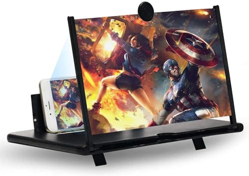 BAONUO Lente di ingrandimento per smartphone, 16 pollici Ingranditore schermo smartphone 3D HD, anti-luce blu, adatto per la visione di film, anime, per tutti gli smartphone (Nero)