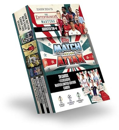 Topps Match Attax 24/25 - Booster Tin - Masters - enthält 28 Match Attax Karten Plus 3 Exklusive 'Masters' LE's - Hakan Çalhano?lu, Kevin De Bruyne und Heung-min Son!