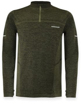 Karrimor Mens Xlite Running Quarter Zip T-Shirt Khaki Marl L