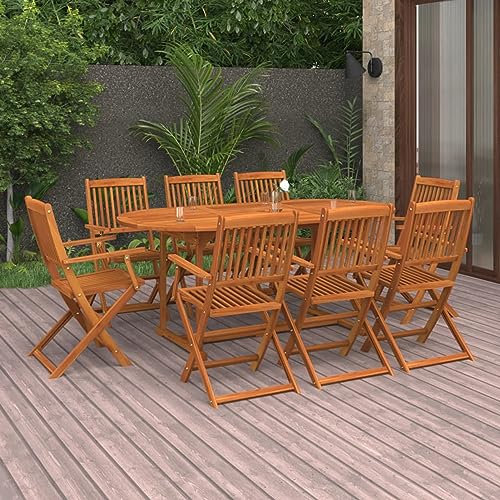 Buzaza 9-TLG. Garten-Essgruppe GartenmöBel FüR DraußEn Essgruppe Mit StüHlen Sitzgarnitur Garten Gartentisch Set Massivholz Akazie 3086971