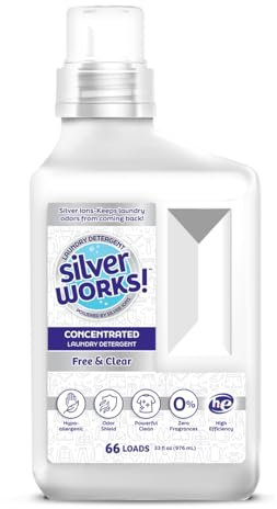 SilverWorks! Leistungsstarkes Waschmittel zur Geruchsbeseitigung, Silberionen-Deodorier-Technologie, Wäsche-Geruchsbeseitiger für Kleidung, reinigt, desodoriert und schützt, 975 ml, 66 Waschladungen