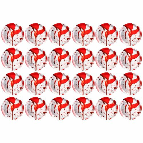 AC - Pack de 24 Platos para Postre de Halloween - Diseño de Sangre - Totalmente desechable y Reciclables - Ø 17 cm