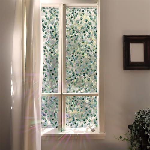 Vinilos para Cristales Hoja Verde De Mostaza Vinilo Opaco para Ventanas Vinilo Adhesivo Cristal Vinilo Ventana Vinilo para Ventanas Vinilo Ventana Privacidad Vinilo Cristal Autoadhesivo 75x300cm/1 Pcs