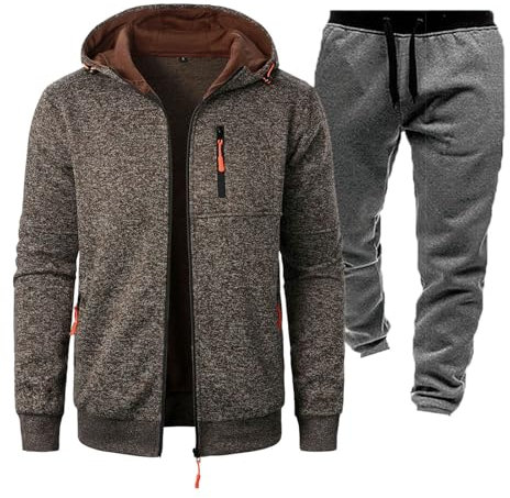 Generisch Black Friday Angebote 2024, Herren Trainingsanzug Set Jogginganzug Sportanzug 2-Teiliges Atmungsaktiv Sportlich Tracksuit mit Reißverschluss Tasche, Winterjacke Damen Sale