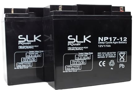 SLK Power Mobility Scooter AGM Battery Pair of 2 x 12v 17ah Reliable And long Lasting Replacement Batteries For Electric Scooters And Wheelchairs