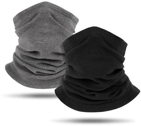 flintronic 2 Stück Outdoor Halsschutz für Radsportler, ohne Schnalle, Schwarz + Grau