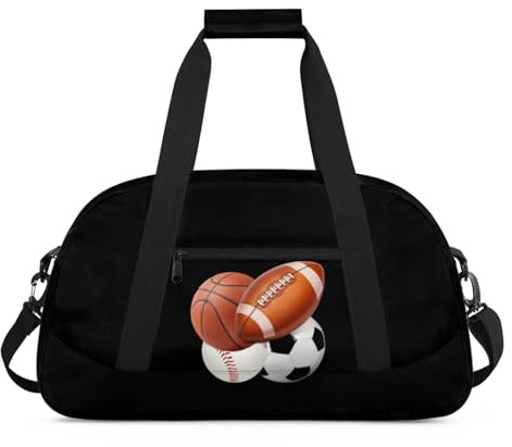 Sporttasche für Jungen, personalisierbar, Sporttasche, Trainingstasche mit Namen für Übungen, Reisen, Übernachtungstraining, Schwarz (B), Einheitsgröße