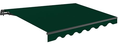 Wasabi - Toldo Retráctil Exterior 300x250cm Verde Poliéster – Lona Protección Solar UV - Estructura de Aluminio Antracita – Manivela Incluida – Manual Enrollable Terraza Jardín Balcón