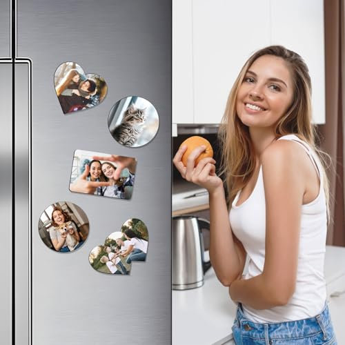 Personalised Fridge Magnet Photo, Custom Magnetic Picture Frame for Fridge, Locker and Office Magnets with Variation Shapes, Gloss Photo Print Gifts for Her Him (Pack of 2)