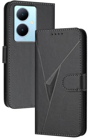 GOGME Cover per VIVO V29 Lite - Custodia con Chiusura Magnetica Borsellino, Supporto Multi-Angolo e Protezione Completa - Nero