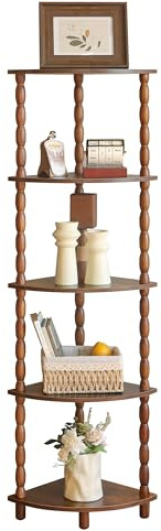MaxSmeo Corner Shelf, 5-Tier Corner Bookshelf for Small Spaces, Stylish Corner Storage Display Shelves for Bedroom, Bathroom, Kitchen, Living Room (Rustic Brown)
