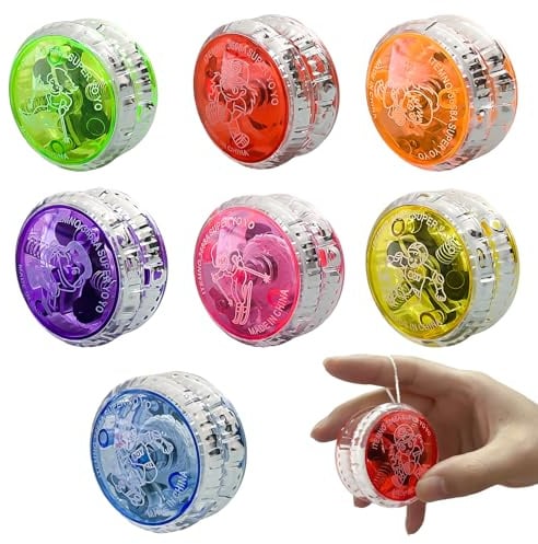 Golgner 7 Stück LED Licht YoYo, Kunststoff Responsive Yoyo, LED Licht Jo Jo, Responsive JoJo mit Licht, JoJo Leuchtend, für Geburtstag Party Gastgeschenk, Preise
