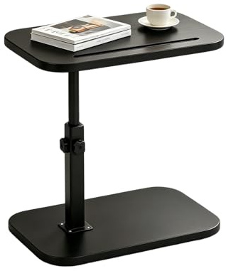 YuLiMirich Beistelltisch C-Form, 360°Rotierend Couchtisch Klein, Höhenverstellbar Sofatisch mit Steckplatz für Telefon und Tablet, Holz Kaffeetisch Laptoptisch für Schlafzimmer, Wohnzimmer, Büro
