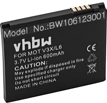 vhbw batteria compatibile con Motorola V3X L6, VE66, W220M, Z1, ZN200 smartphone cellulare (600mAh, 3,7V, Li-Ion)