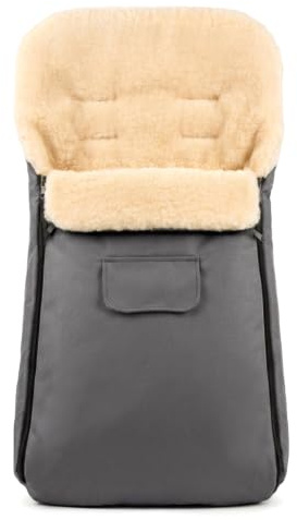 Baby-Joy® KAI 120 cm XXL Übergroß Warm Lammwolle Thermofußsack | 02 Graphit | Super-Wash filzfrei | Extra lang für größere Kinder | Kinderwagen, Buggy & Schlitten | 5-Punkt-Gurtschlitze