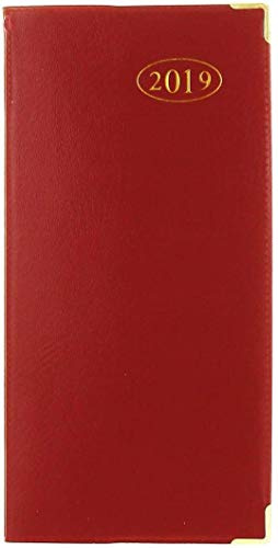 2027 Slim Week To View PVC Leather Effect Diary with Metal Corners - (Red)