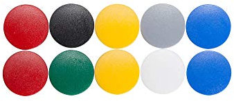 MAUL Magnete MAULsolid Ø20mm (10 Stück) | Mini Magnete aus Kunststoff mit 300g Haftkraft | Starke Magnete für Whiteboard und Magnettafel | ideal für Büro, Homeoffice und Werkstatt | Bunt