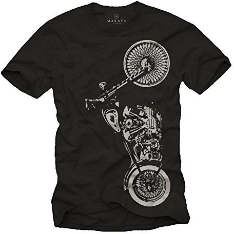 MAKAYA Motorbike Accessories for Men - Motorcycle T-Shirt Black Size L