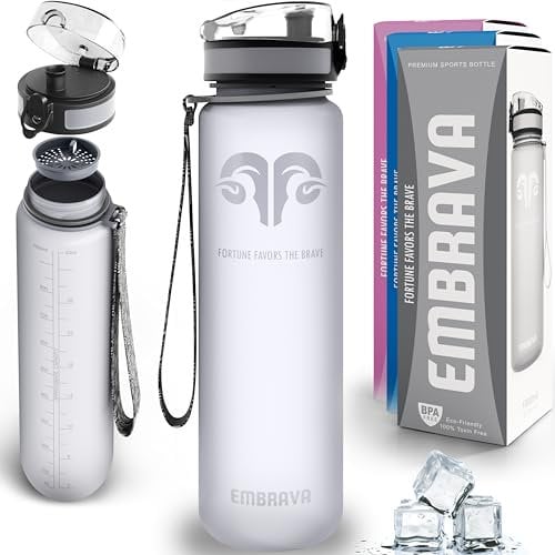 Fantástica botella deportiva – 1000ml – Permite un flujo rápido, con tapa abatible a prueba de filtraciones de fácil apertura - Hecha de plástico co-poliéster Tritan sin BPA - Libre de tóxicos y ecológico