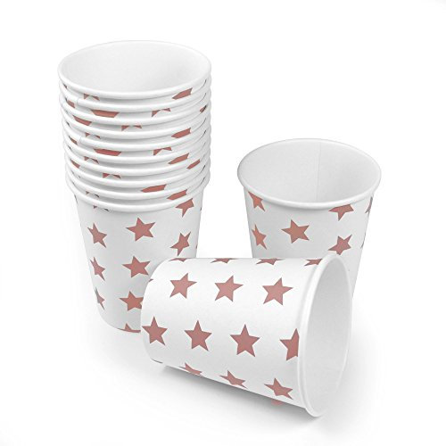 Frau WunderVoll® 60 PAPPBECHER, ROSA Sterne, 240 ml/Einwegbecher, Trinkbecher, Papierbecher, Einweggeschirr, Geschirr, Hochzeit, Kindergeburtstag, Partygeschirr
