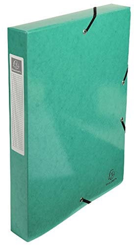 Exacompta 59973E 1 Abheftbox mit Gummibändern IDERAMA aus Glanzkarton 600g/m2 Rückseite 4 cm Maße 25 x 33 cm für A4-Dokumente Farbe dunkelgrün wird montiert geliefert