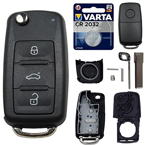KONIKON Autoschlüssel Klappschlüssel Modern Gehäuse Volkswagen + Batterie Neu passend für VW Seat Skoda Volkswagen