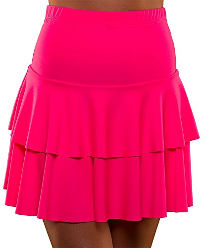 Wicked Costumes Adult 80s Ra Ra Skirt Fancy Dress – Neon Pink Retro Tutu Disco Festival Party Outfit - XS/S (UK 6-10)