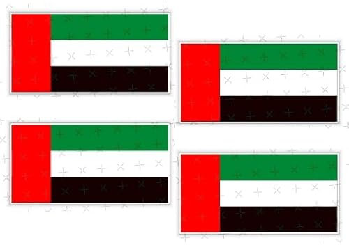 VEREINIGTE ARABISCHE EMIRATE Flagge, Fahne VAE Dubai, Abu Dhabi 50mm Auto & Motorrad Aufkleber, x4 Vinyl Stickers